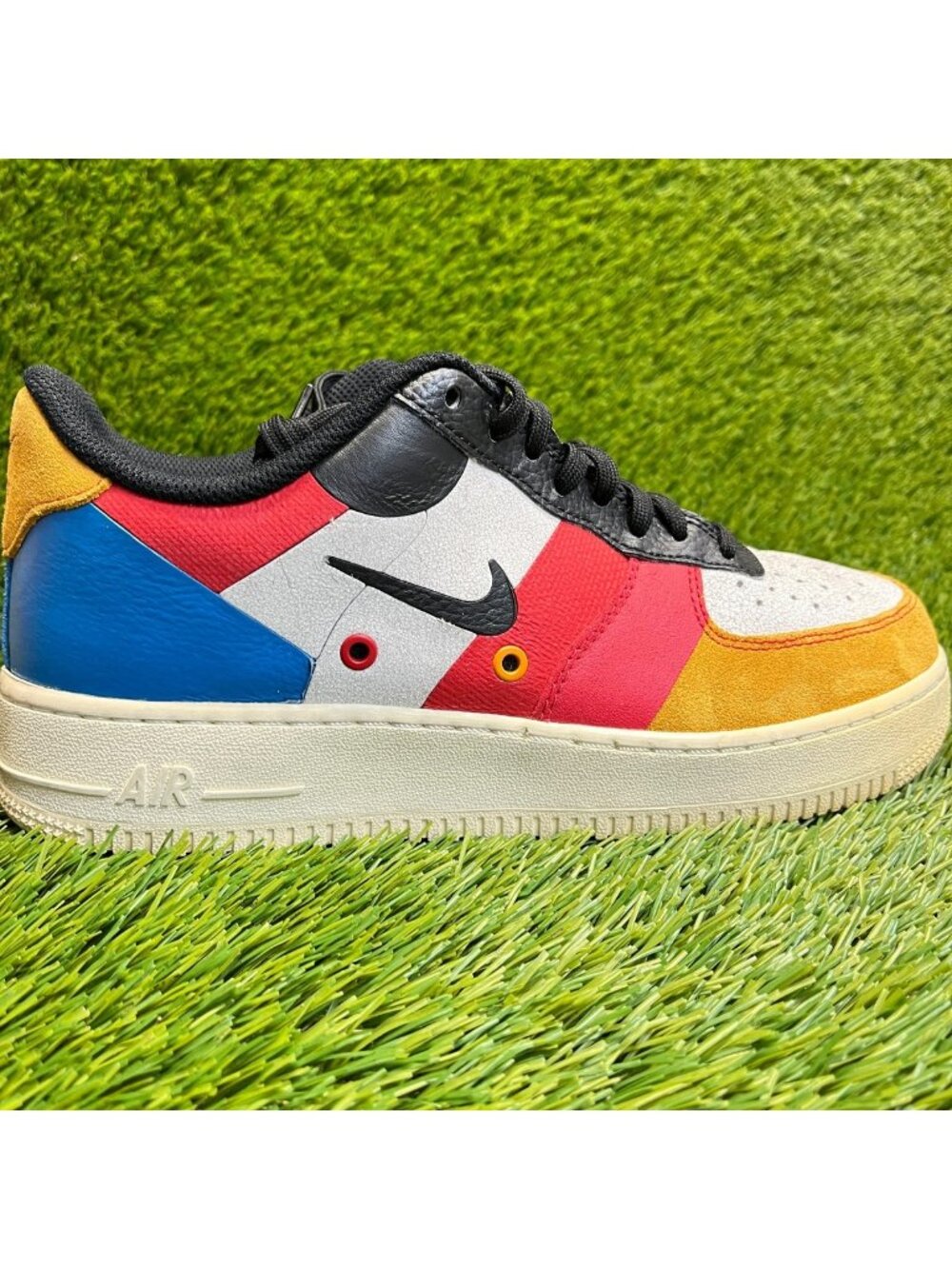 Nike Air Force 1 '07 PRM Mens Size 8.5 White Yellow Red Athletic Shoes Sneakers